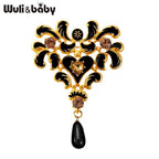 PENDRA Noirbloom Large Black Pendant Flower Brooch