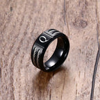 Stylish Black Mens Initial Ring, Waterproof Stainless Steel A-Z Letter Wedding Bands for Male Boys Finger Gift Jewelry