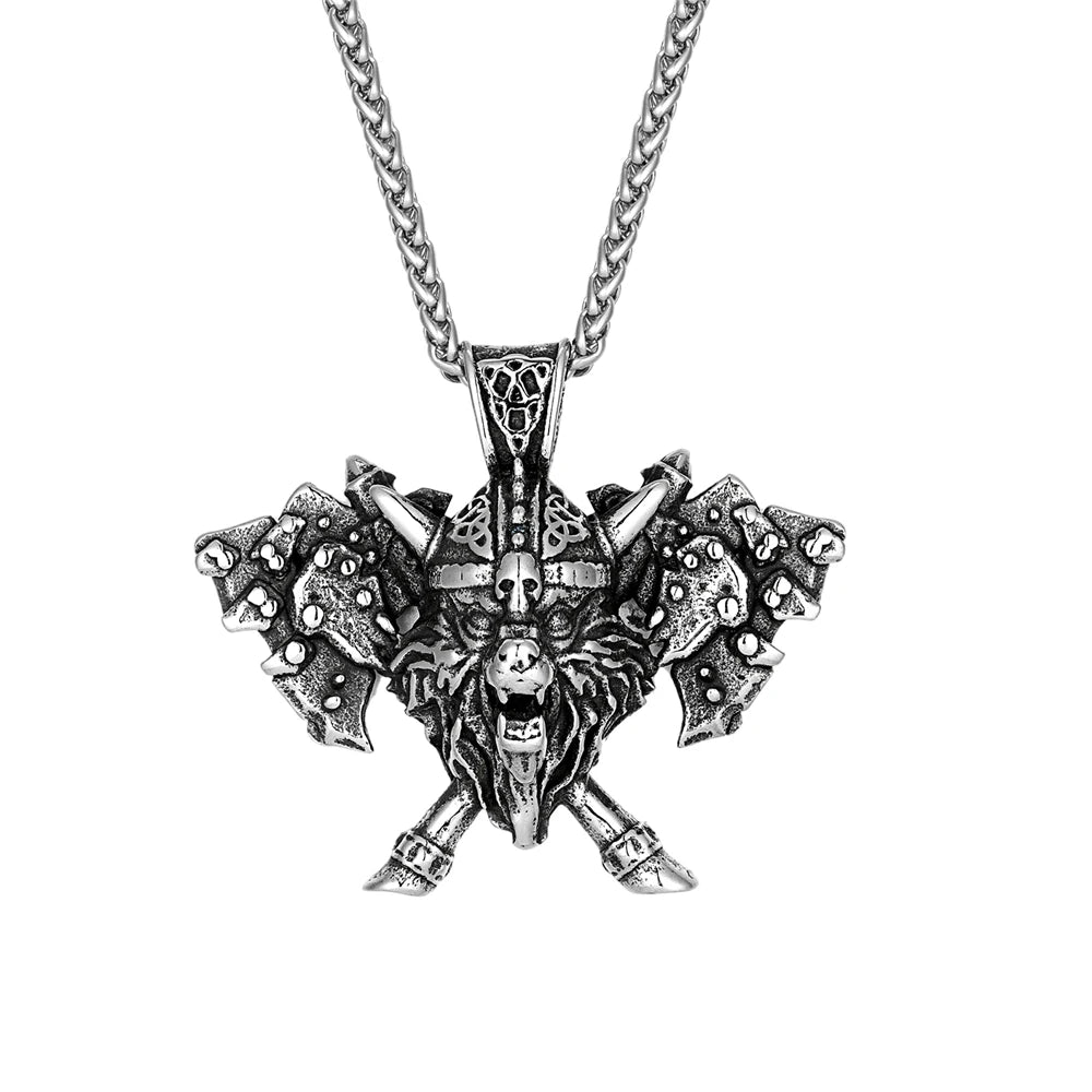 PENDRA Wolf Norse Helmet Necklace