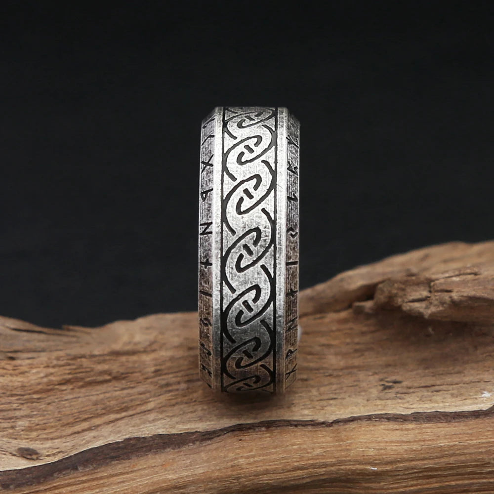 PENDRA Futhark Simple Stainless Steel Rune Ring