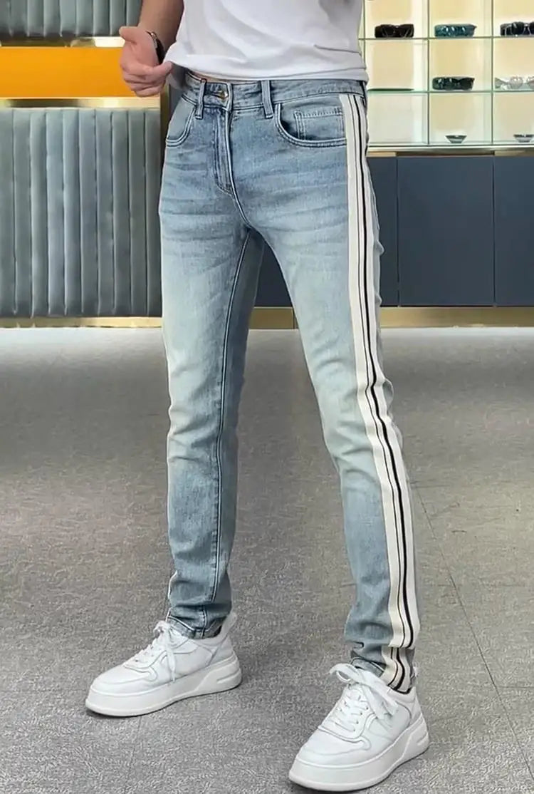 PENDRA Striped Spliced Pants