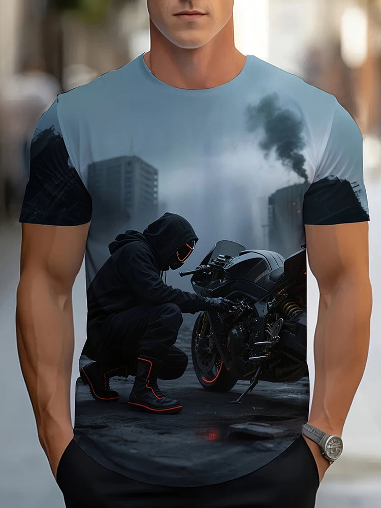 PENDRA Printed Sports Motorcycle T-Shirt