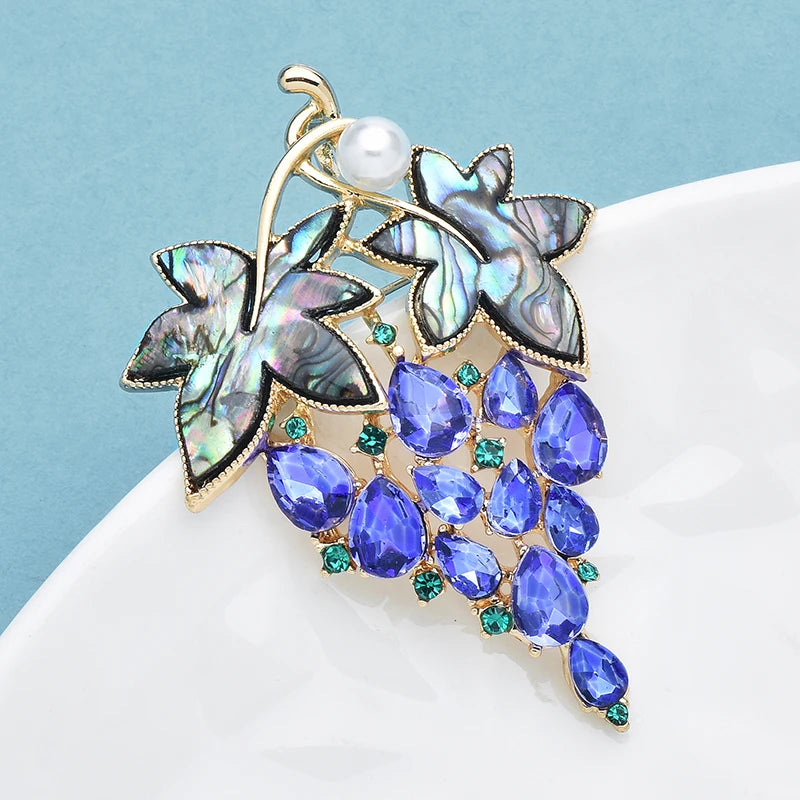 PENDRA Violetta Purple Rhinestone Grape Brooch