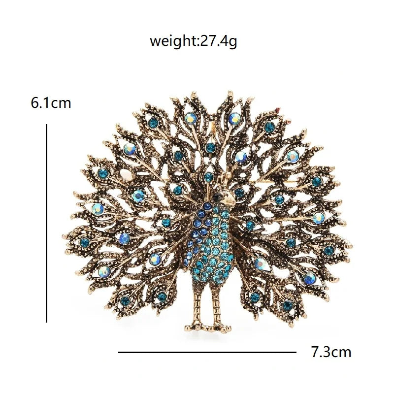 PENDRA Sparkling Peacock Multicolor Brooch