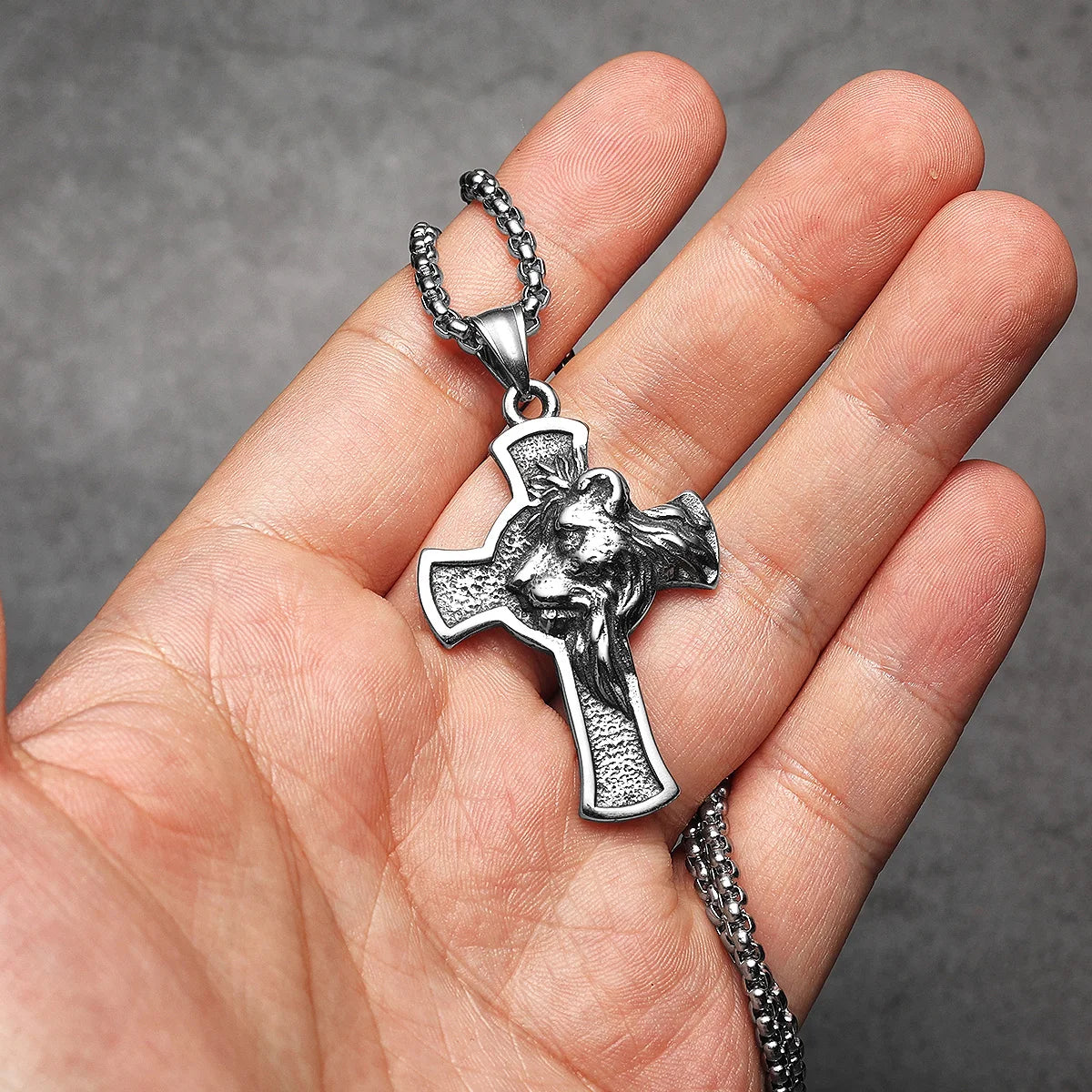 Lion King Cross Men Necklaces Stainless Steel Simple Pendant Chain Women Fashion Jewelry Punk New In Accessories Gifts Wholesale