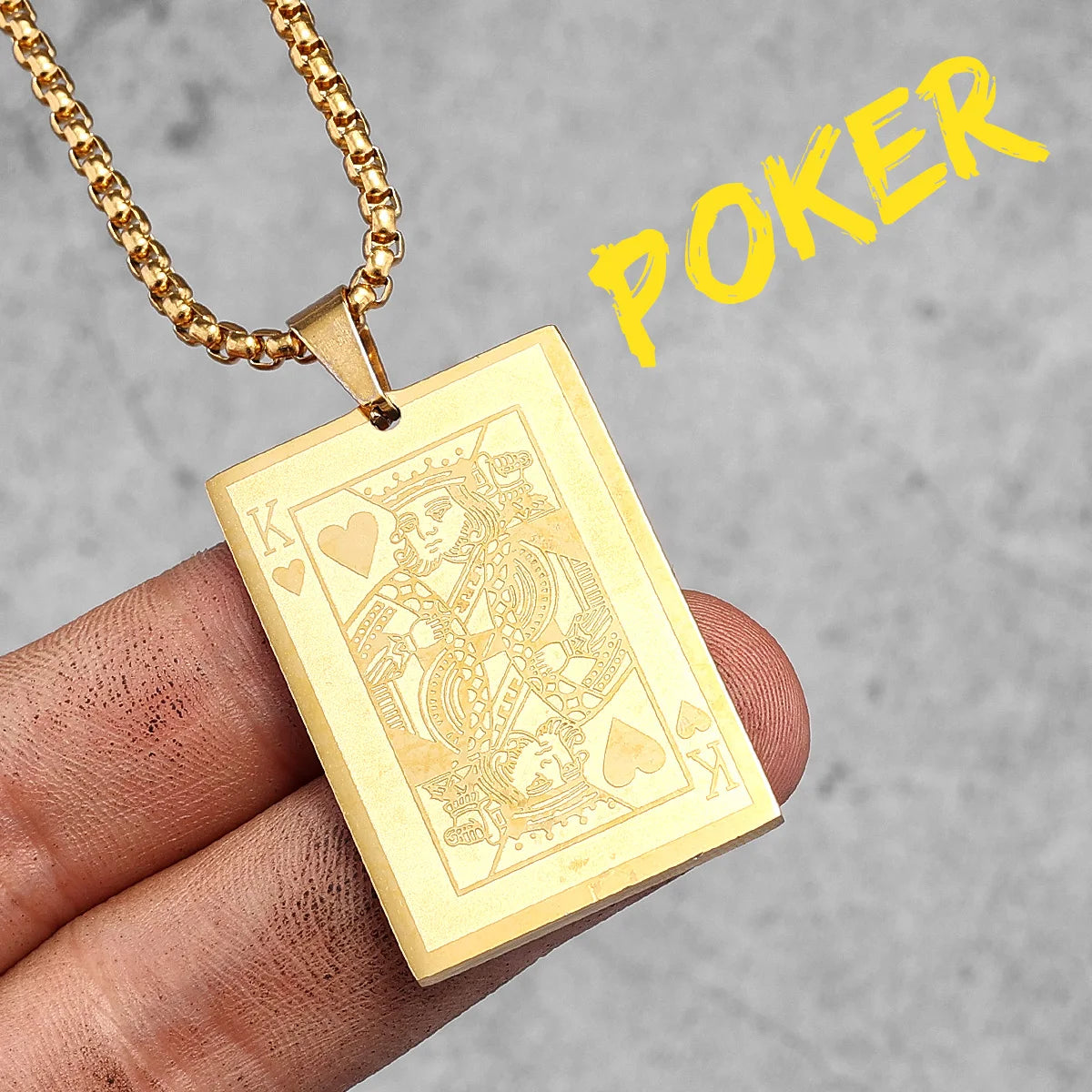 PENDRA Poker King Spades Steel Necklace