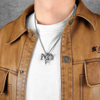 Goat Skull Men's Stainless Steel Pendant Necklace Gothic Egyptian Cross Symbol Occult Jewelry Punk Biker Animal Sweetwear Gift