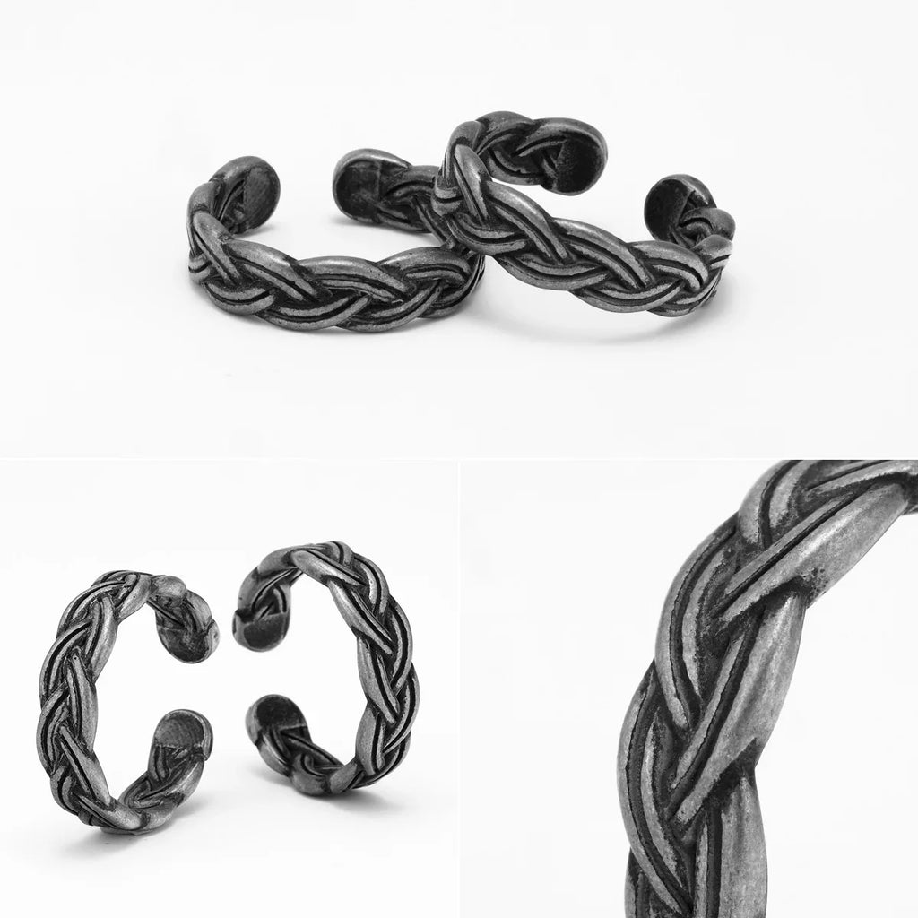 PENDRA Braid Open Rock Steel Ring