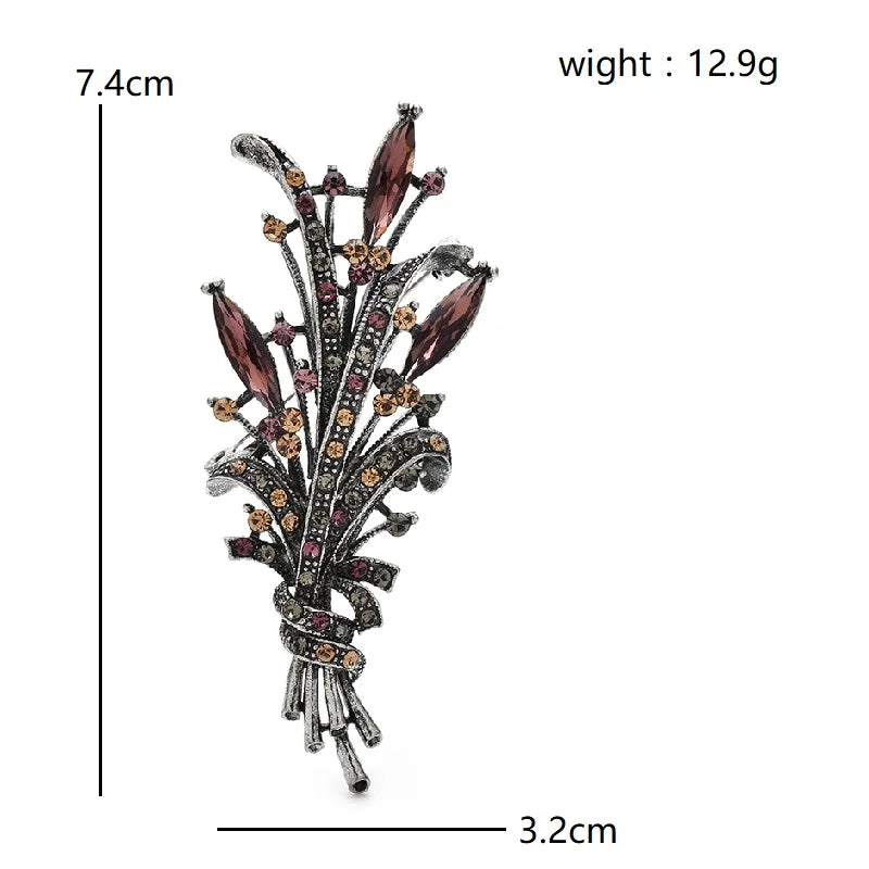 PENDRA Wheatley Vintage Rhinestone Bouquet Brooch