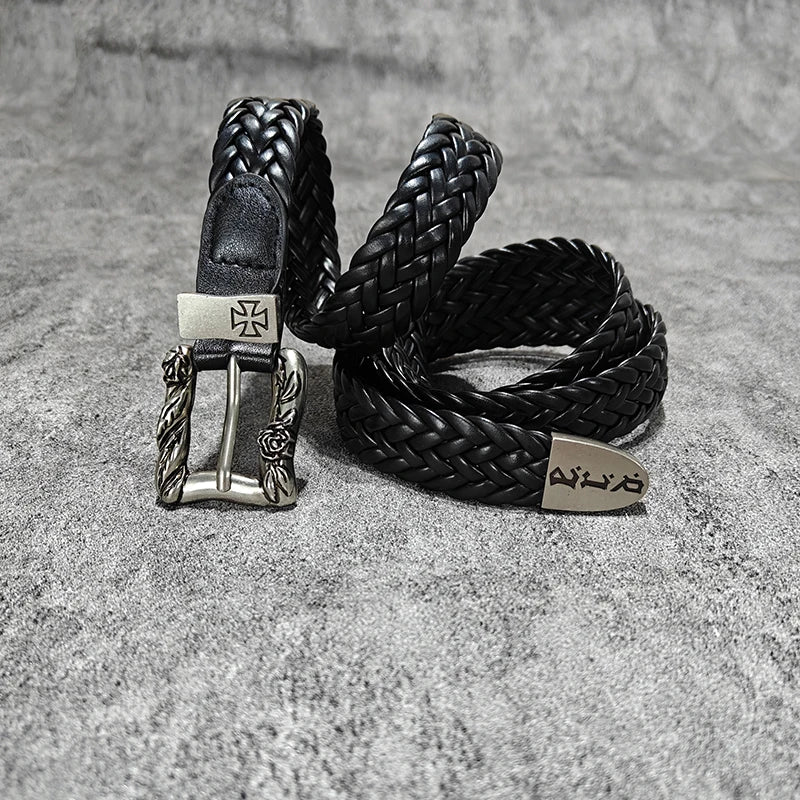 New Fashion Belt Male Cross High-end Luxury Designer Punk Jeans Belt for Men and Women Gothic Accessories Black Waistband
