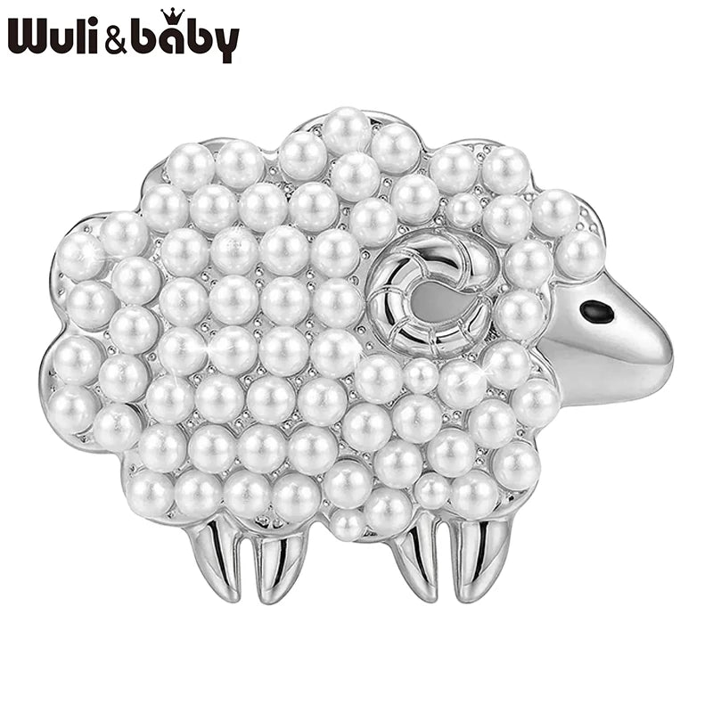 PENDRA Pearl Sheep Animal Brooch