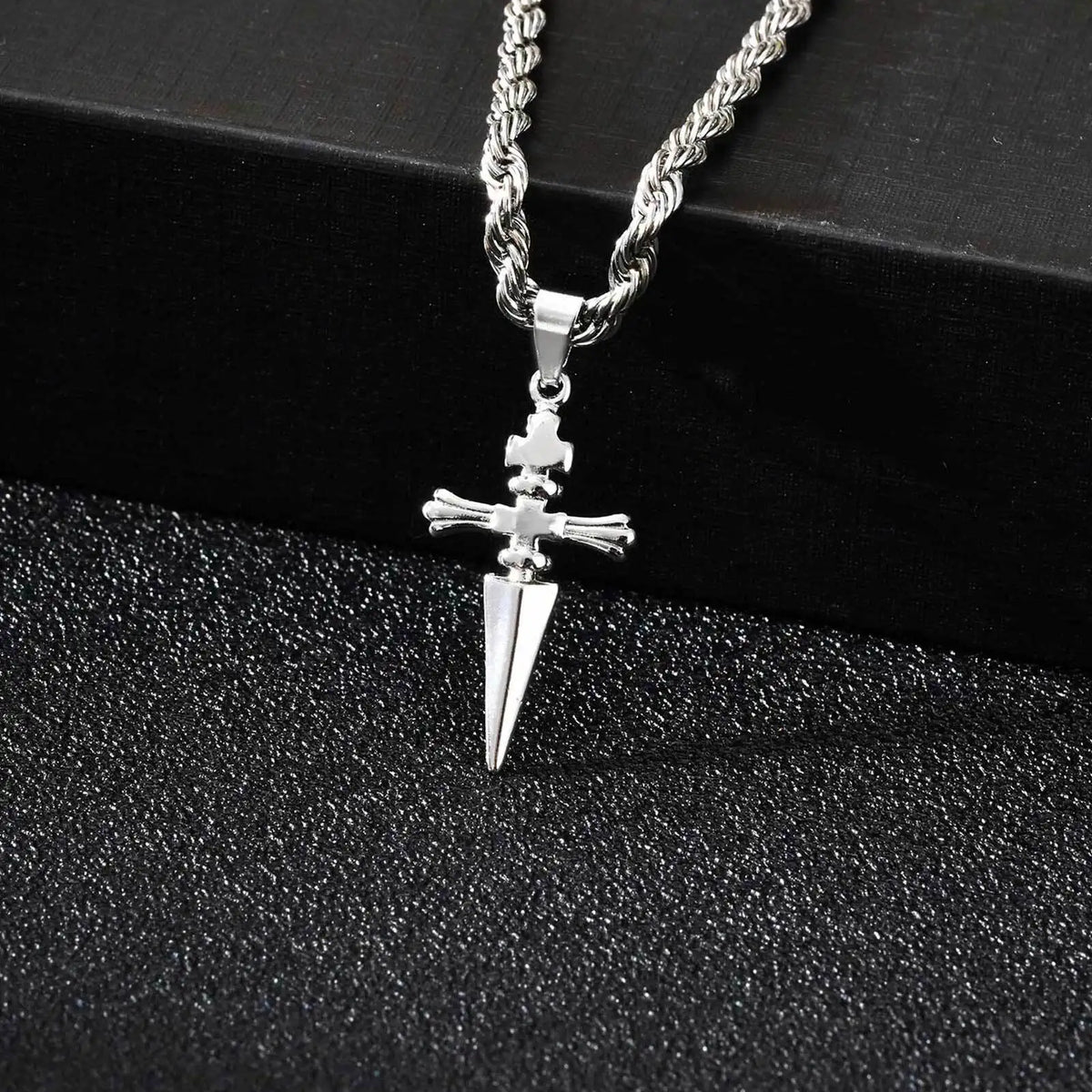 Punk Sword Pendant Necklace for Men,Stainless Steel Small Sword Pendant,Simple Birthday Gift for Son BBF