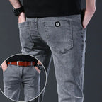 Denim Winter Velvet Thickened Slim-fitting Small Feet Elastic Casual Warm Men's Pants Cotton Trousers Jeans for Men Streetwear