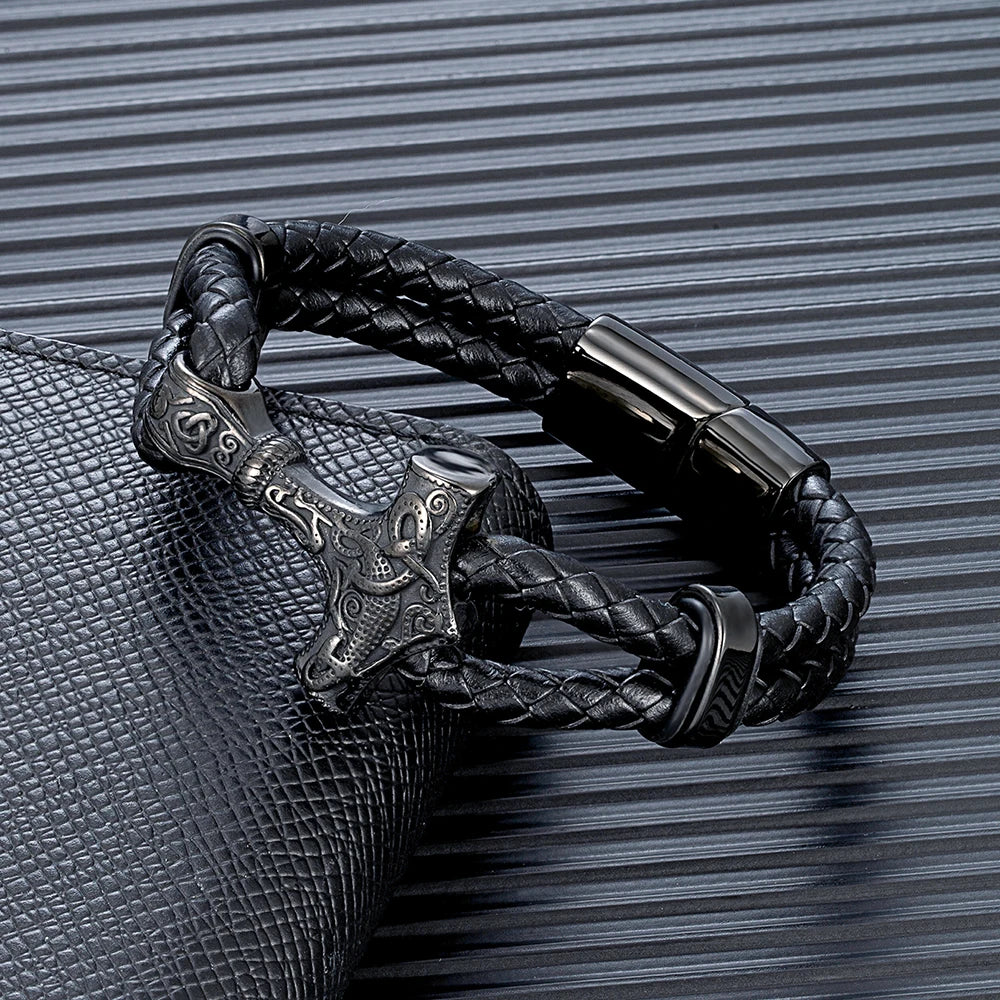 PENDRA Thor Hammer Classic Leather Bracelet