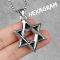 Judaism Hexagram Long Men Necklaces Pendants Chain Punk for Boyfriend Male Stainless Steel Jewelry Creativity Gift Wholesale