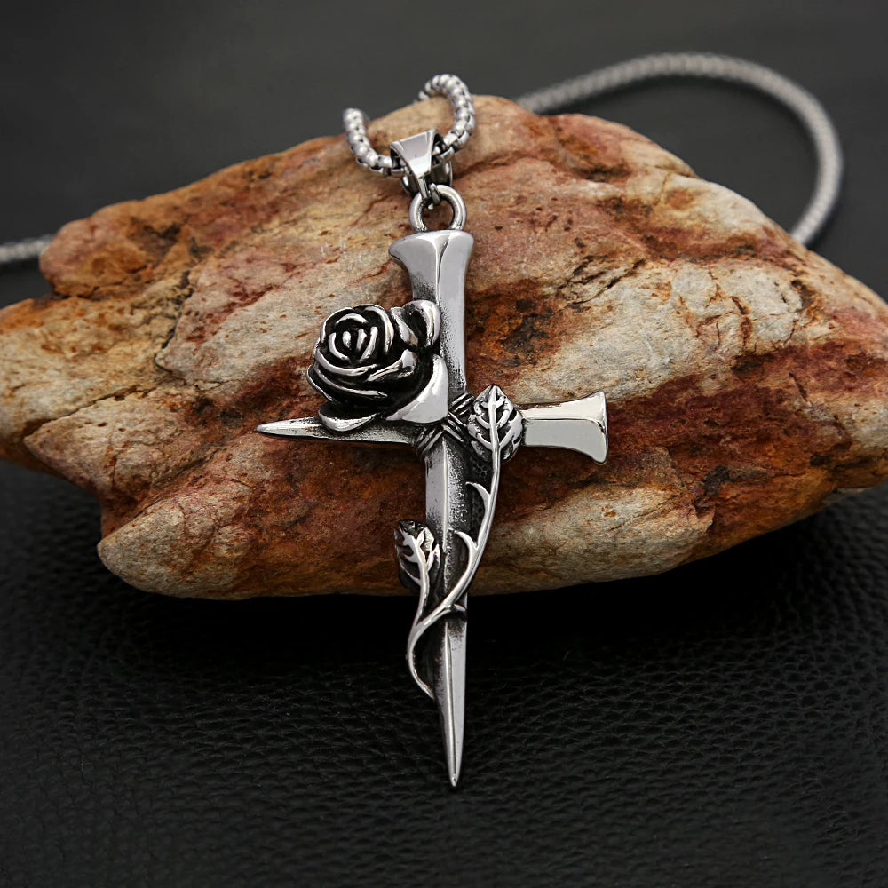 PENDRA Rosecross Vintage Rose Cross Necklace