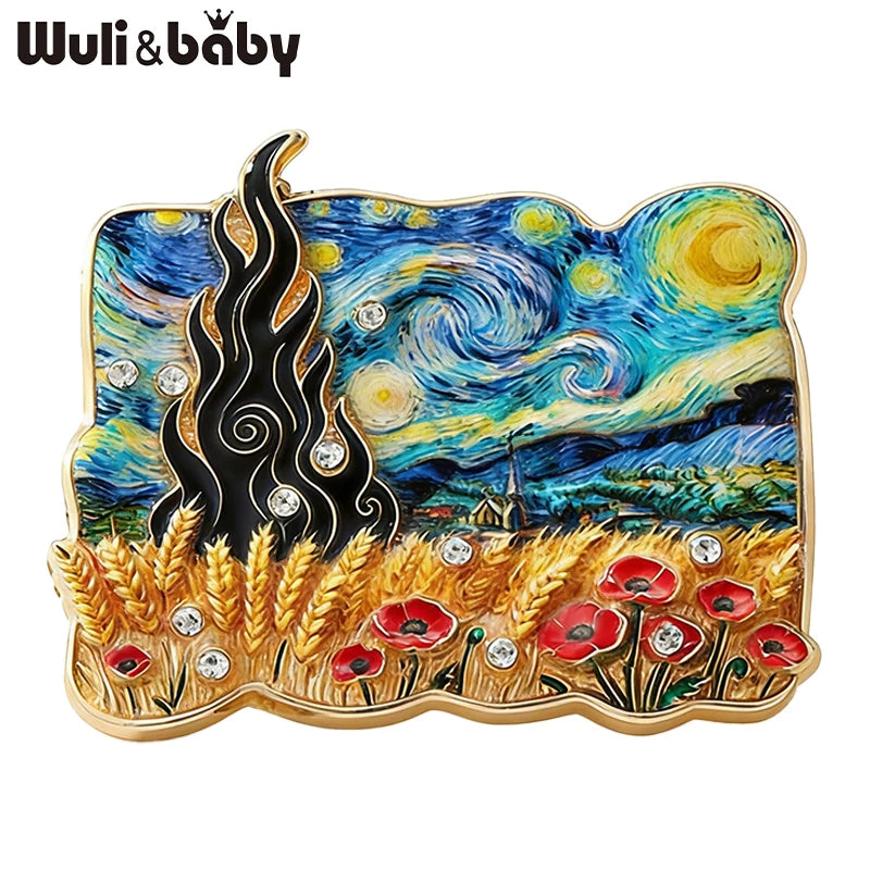 PENDRA Cypresse Harvest Wheat Field Art Brooch