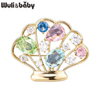 PENDRA Lovely Crystal Seashell Brooch