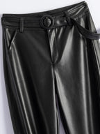 PENDRA Slim Straight High Waist PU Leather Pants