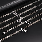 Men's Initials Cross Bracelets,Never Fade A-Z 26 Letters Stainless Steel Chain Links Cross Wristband,Stylish Simple Jewelry Gift