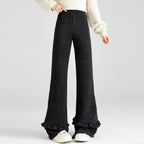 Solid corduroy micro flared pants women's winter wide leg casual high waisted narrow version straight leg sweatpants