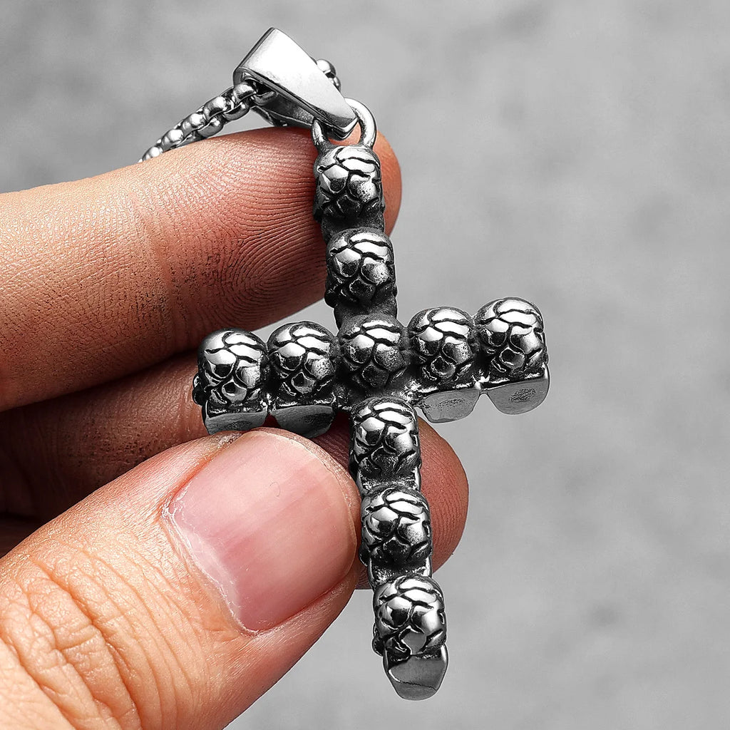 Gothic Skull Cross Amulet Stainless Steel Men Women Necklaces Pendants Chain Punk Trendy  Jewelry Creativity Gift Wholesale