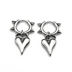 Asymmetrical Heart Lightning Bolt Hoop Earrings Punk Gothic Chain Drop Earring Stainless Steel for Women Men Edgy Y2K Jewelry