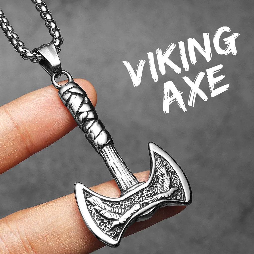 PENDRA Phoenix Axe Steel Necklace