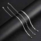 3pcs/set Minimalist Chain Bracelet for Men Boys,Stainless Steel Silver Color Chain Adjustable Wristband,Simple Jewelry Set Gift