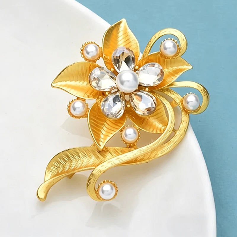 PENDRA Aurelia Gold-Color Flower Brooch