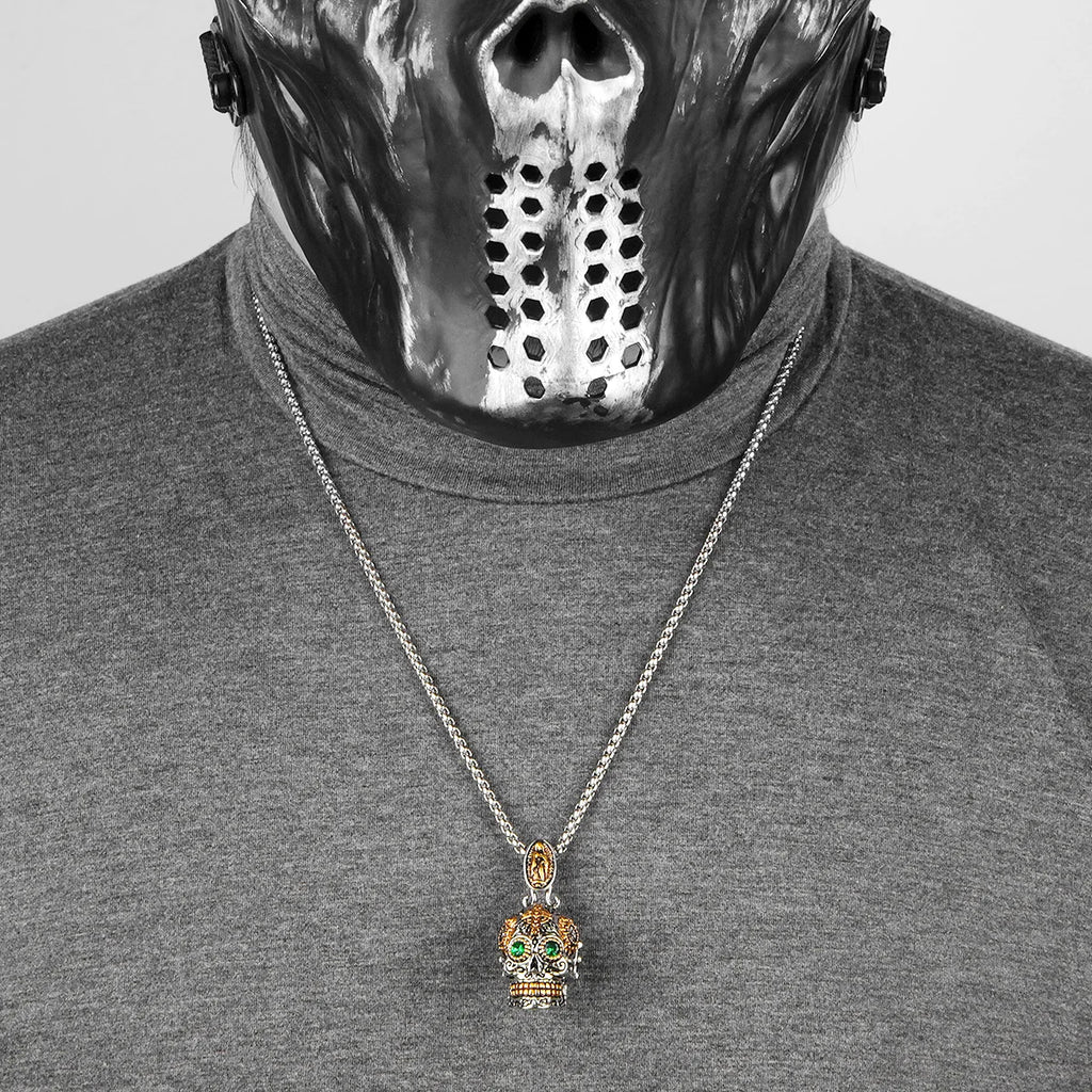 PENDRA Steampunk Skull Cross Steel Necklace