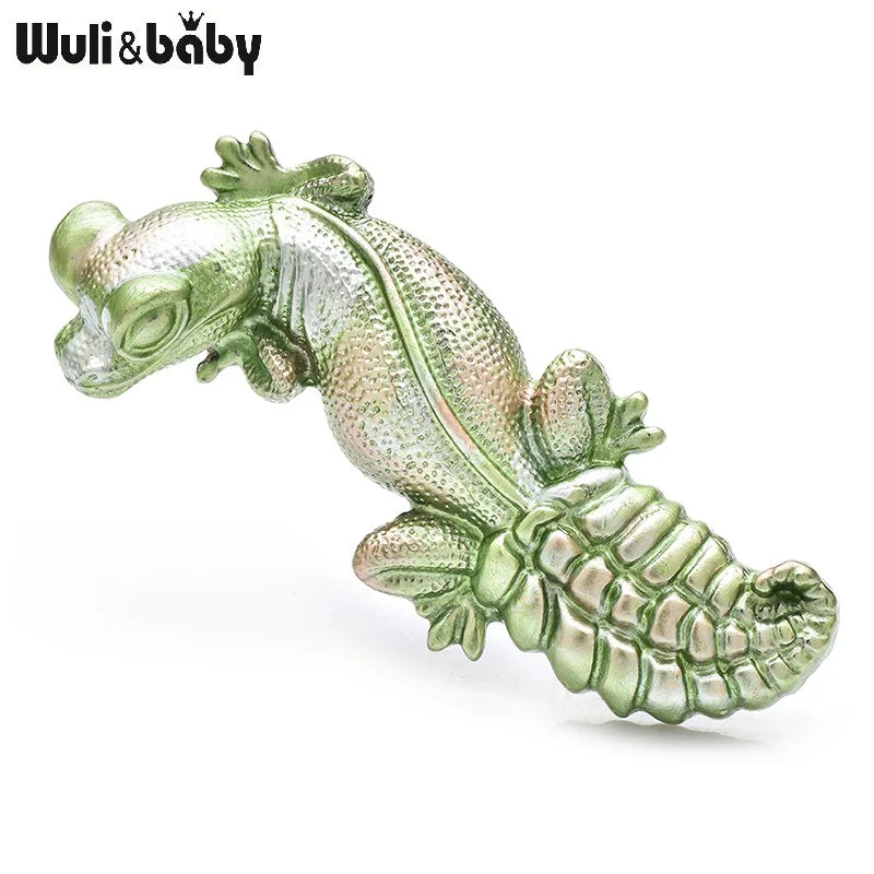 PENDRA Gecko Mosaic 5-Color Enamel Lizard Brooch