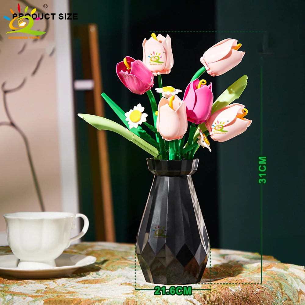 PENDRA Rose Bouquet Floral Building Set