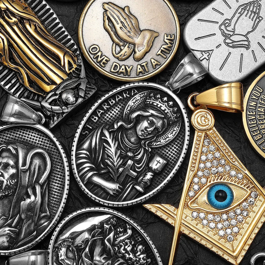Virgin Mary Guadalupe Angel Cross Stainless Steel Men Necklaces Pendant Chain Amulet For Women Fashion Jewelry Gifts Wholesale