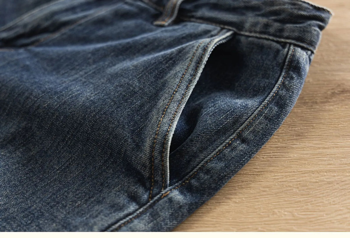 Wholesale 2022 New Hong Kong Style Spliced Ork Clothes Harem Pants Brand Solid Versatile Loose Legged Men Cowboy Baggy Jeans