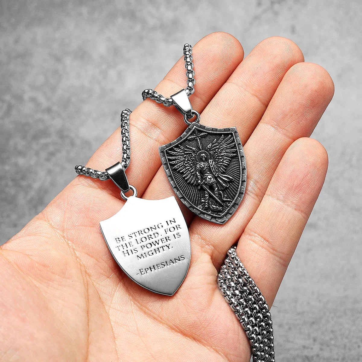 PENDRA Angel St Michael Steel Necklace