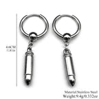 Hiphop Bullet Punk Rock Ear Clip For Men Women Stainless Steel Silver Color Party Hottie Hoop Dangle Earrings Male Jewelry