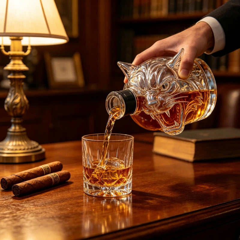 3D Skull Glass Whiskey Decanter Clear Bottle with Cork Stopper for Home Bar Halloween Party Collectible Ornament