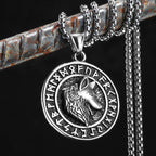 PENDRA Rune Wolf Steel Necklace