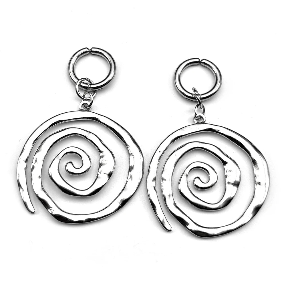 Grunge Stainless Steel Swirl Earrings Cool Korean Charms Hoop Earrings for Women Goth Fashion Accessories Cute Punk Jewelry