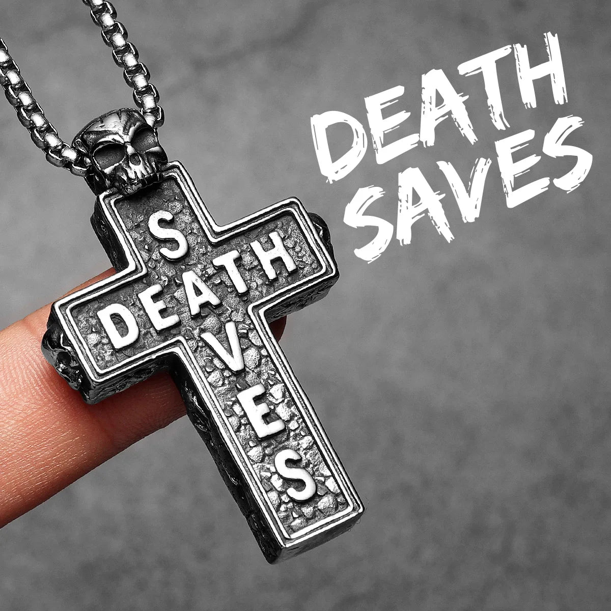 PENDRA Death Saves Skull Steel Necklace