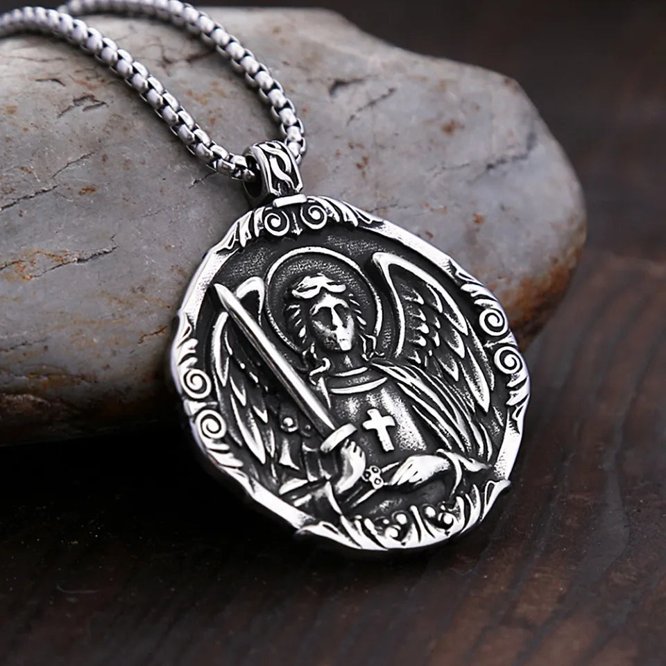 PENDRA Michaelguardian Vintage Saint Michael Angel Pendant Necklace