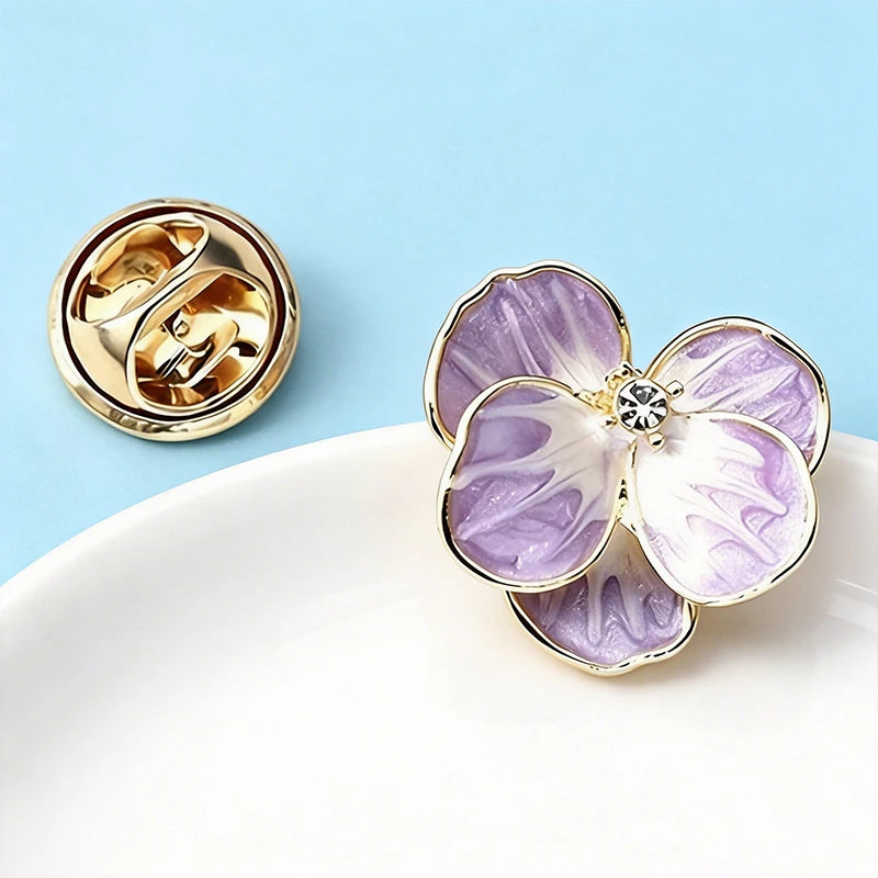 PENDRA Pansyelle Pansy Flower Collar Pin