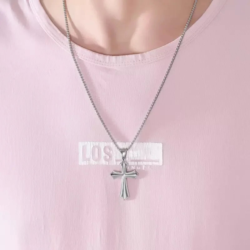 PENDRA Geocross Simple Geometric Stainless Steel Cross Pendant