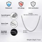 Minimalist Chain Links Necklaces for Men Boys,5MM Stainless Steel Double-Layer Rolo Links Collars,Classic Jewelry Gifts