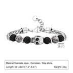 Mprainbow Stainless Steel Bracelets for Men Boys,Gothic Cross Skull Wolf Head Bracelets,Fathers Day Anniversary Birthday Gifts