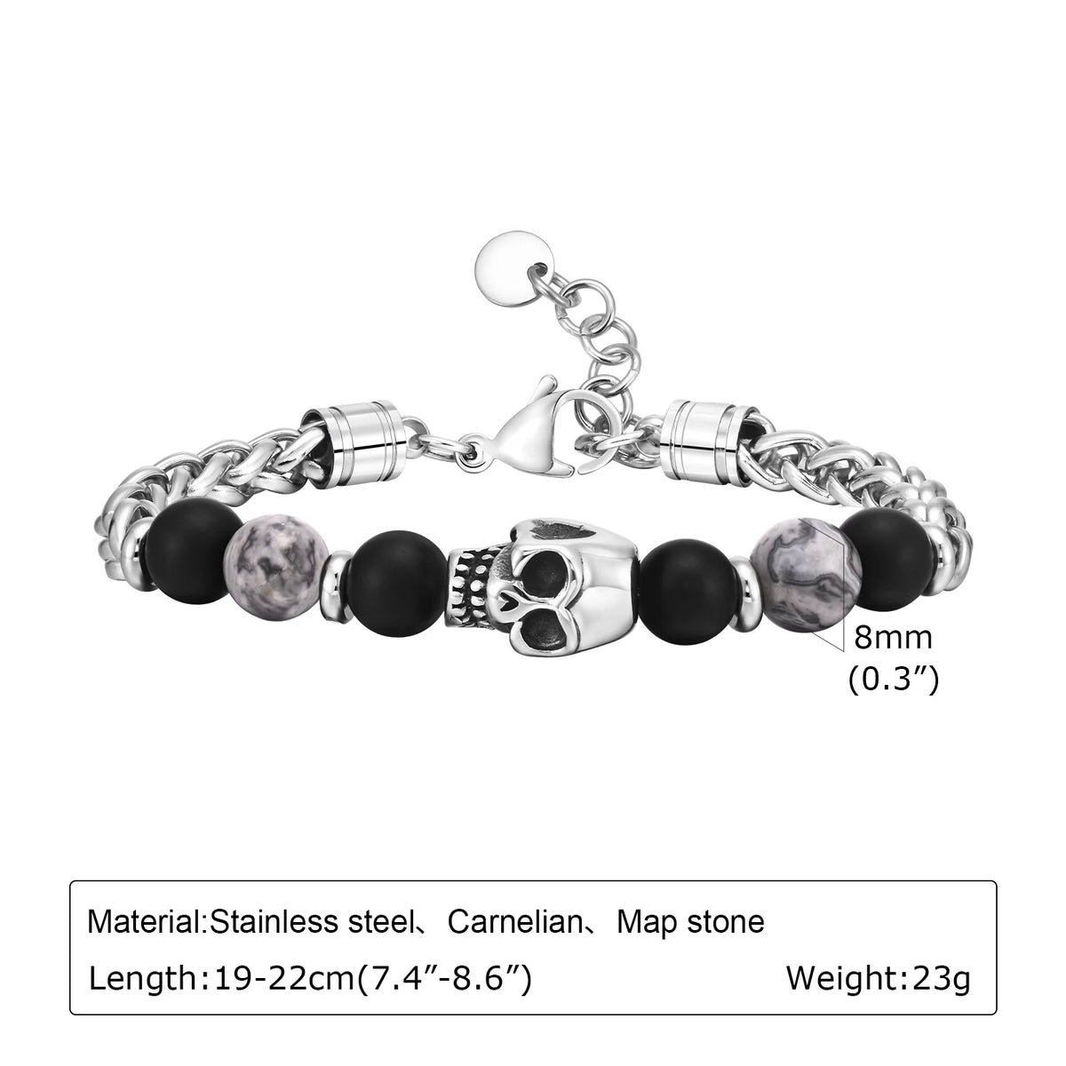 Mprainbow Stainless Steel Bracelets for Men Boys,Gothic Cross Skull Wolf Head Bracelets,Fathers Day Anniversary Birthday Gifts