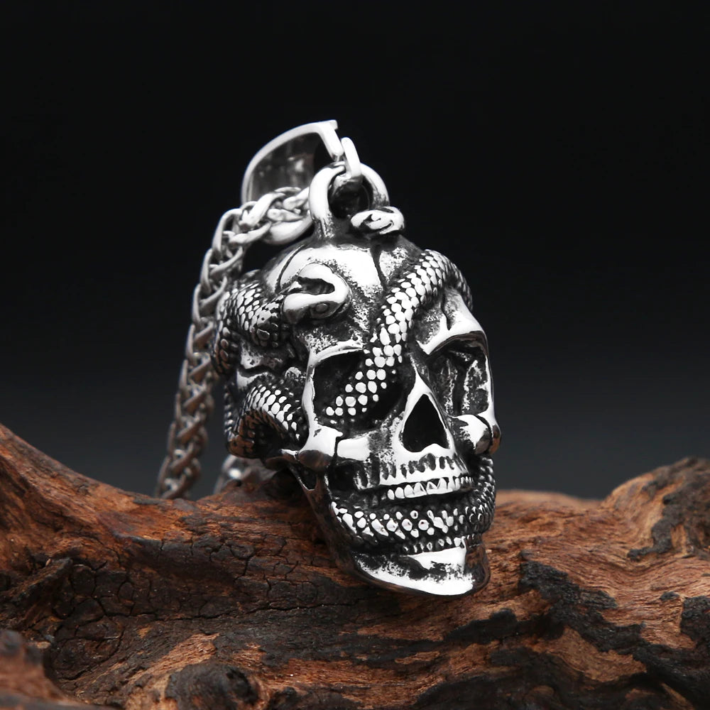 PENDRA Skullcarve Gothic Stainless Steel Skull Pendant