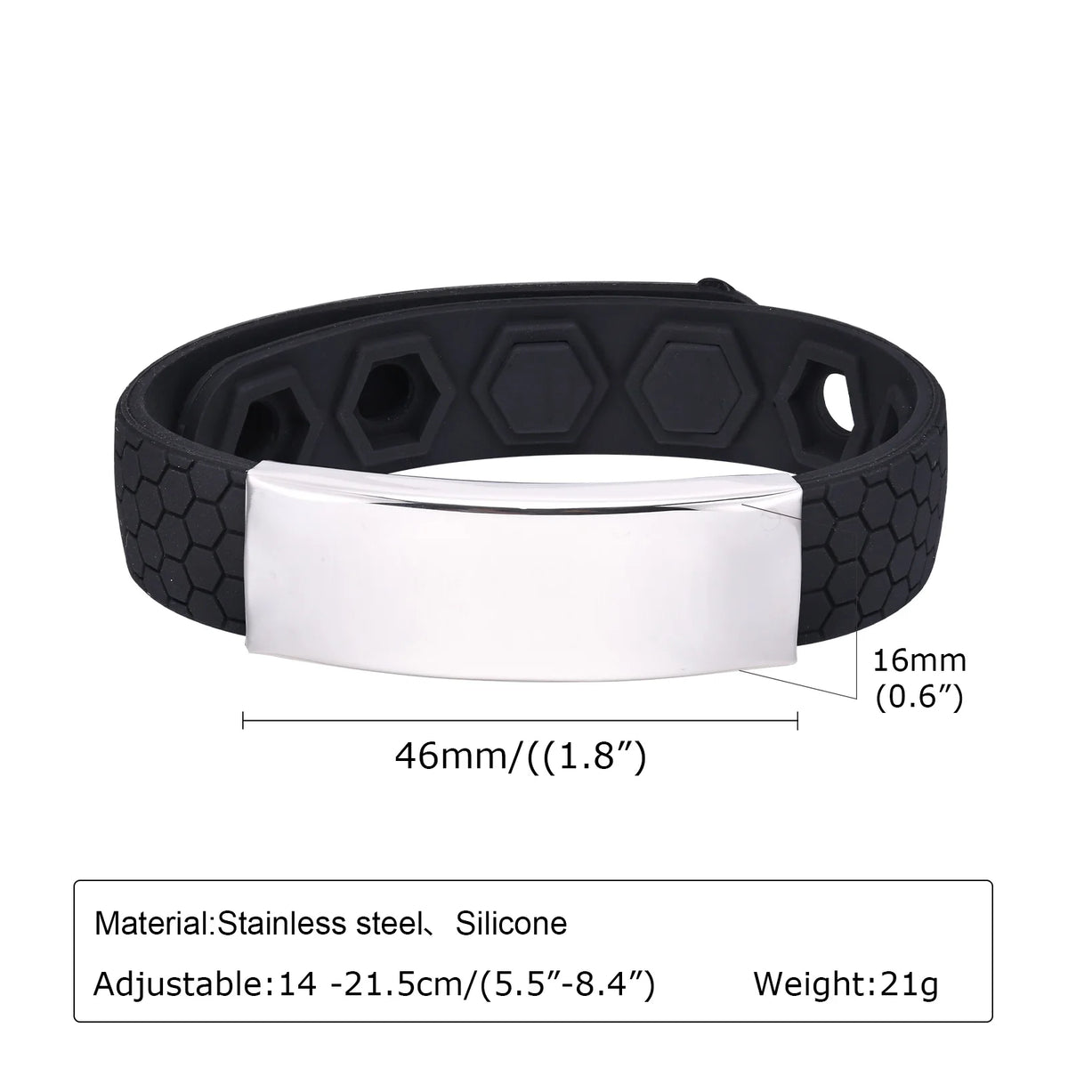Free Engrave Silicone Bracelets for Men Boys,New Anti Static Custom ID Wristband,Personalized Jewelry