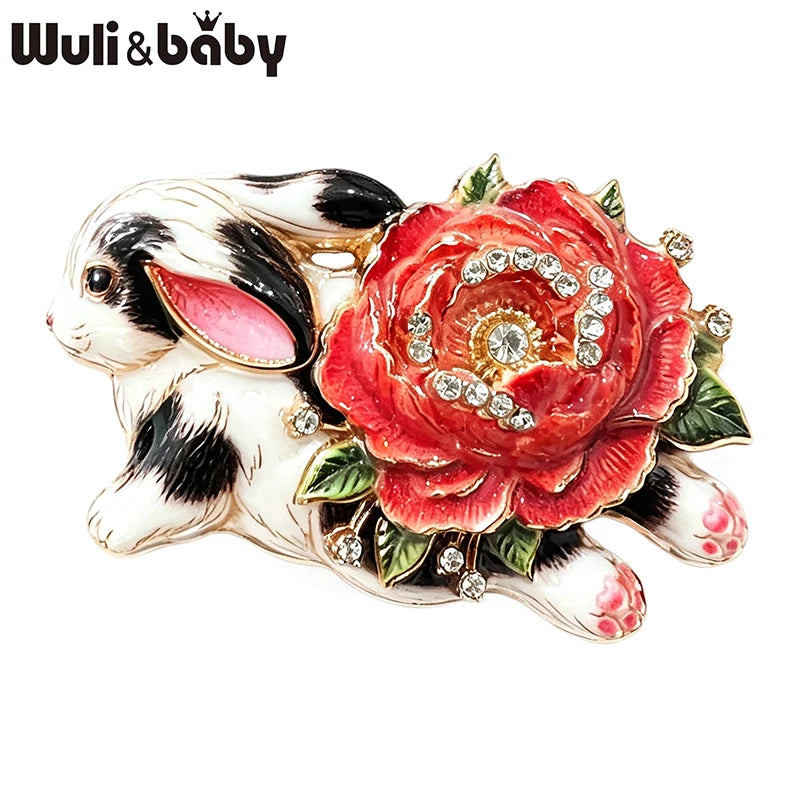 PENDRA Bunnybloom Flower Rabbit Brooch
